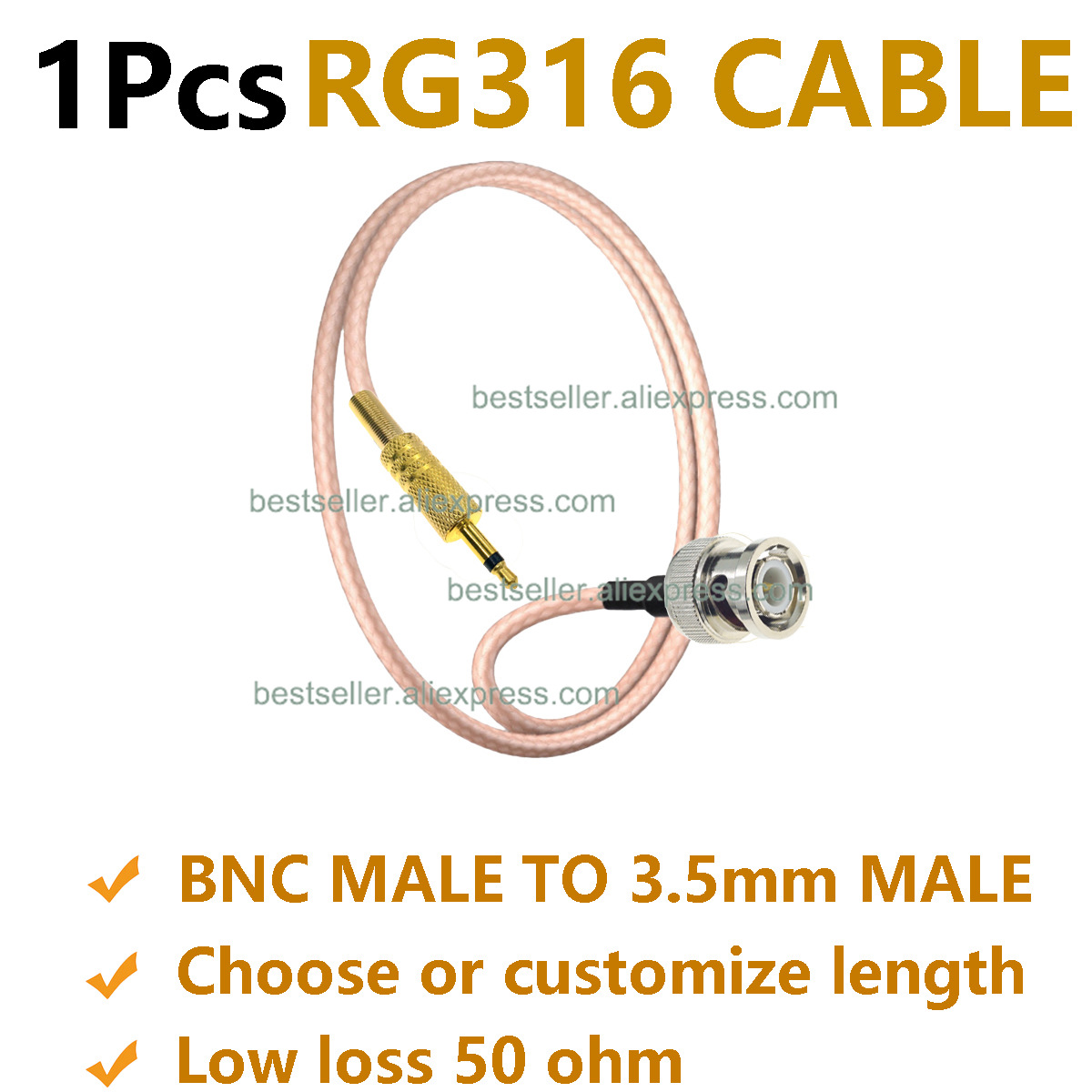 1Pcs RG316 BNC Male to 3.5mm M - огляд і ціна Jumper Wire Kit